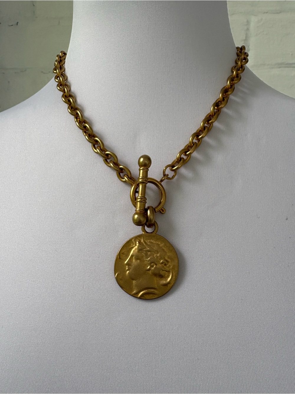 Matte Gold Pendant Charm Necklace with Heart Coin Cross Charms - Picture 3 of 13